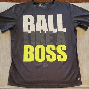 Xersion Kids Tee - Dark Gray with Yellow and White Print